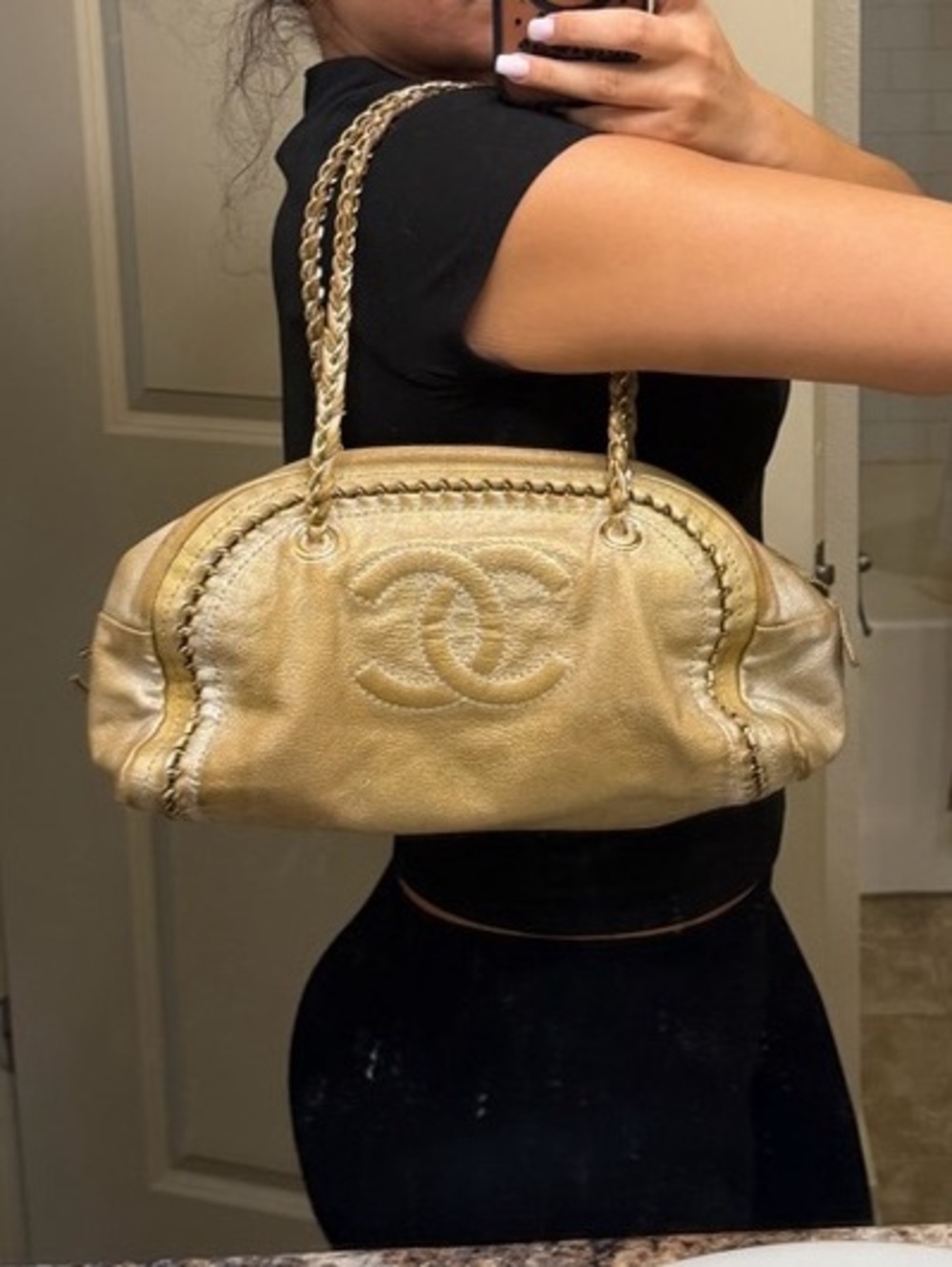 Chanel Luxe Ligne Bowler Bag Gold Shoulder Bag